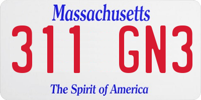 MA license plate 311GN3