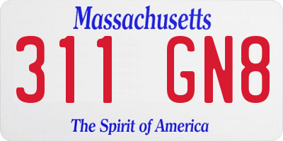 MA license plate 311GN8