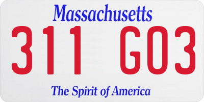 MA license plate 311GO3