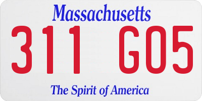 MA license plate 311GO5