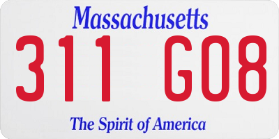 MA license plate 311GO8