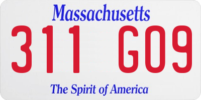 MA license plate 311GO9