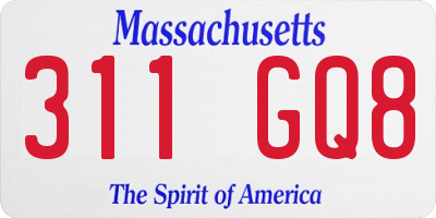 MA license plate 311GQ8