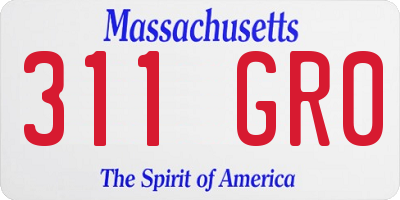 MA license plate 311GR0