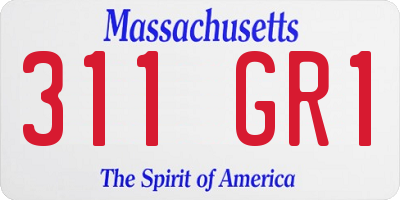 MA license plate 311GR1