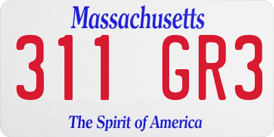 MA license plate 311GR3