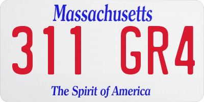 MA license plate 311GR4