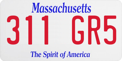 MA license plate 311GR5