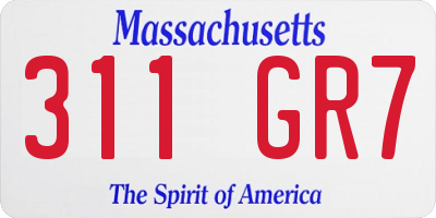 MA license plate 311GR7