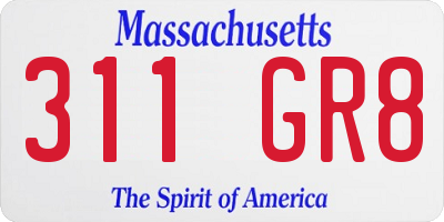 MA license plate 311GR8
