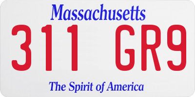 MA license plate 311GR9