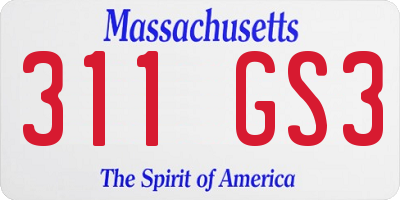 MA license plate 311GS3