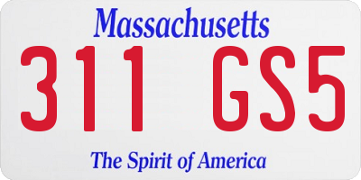 MA license plate 311GS5