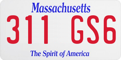 MA license plate 311GS6