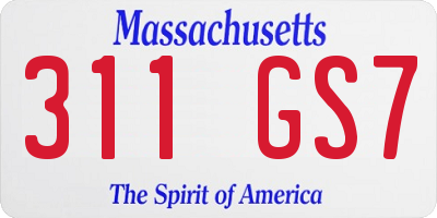 MA license plate 311GS7