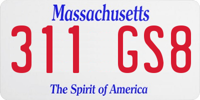 MA license plate 311GS8