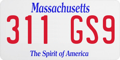 MA license plate 311GS9