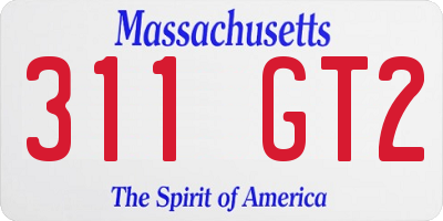 MA license plate 311GT2