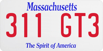 MA license plate 311GT3