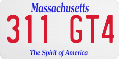 MA license plate 311GT4