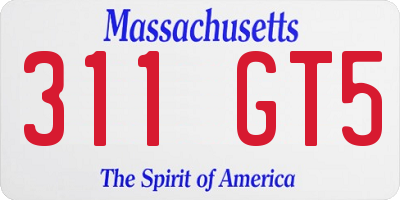 MA license plate 311GT5