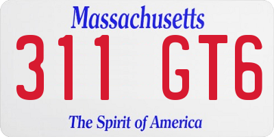 MA license plate 311GT6