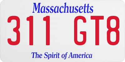 MA license plate 311GT8