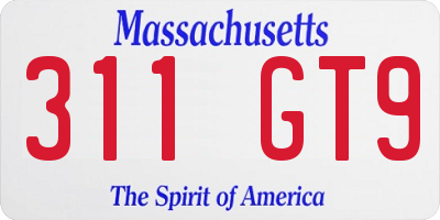 MA license plate 311GT9