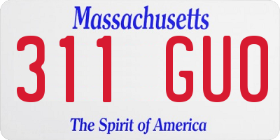 MA license plate 311GU0