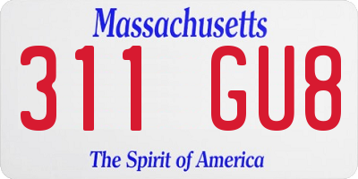 MA license plate 311GU8