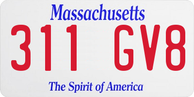 MA license plate 311GV8