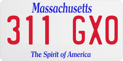 MA license plate 311GX0