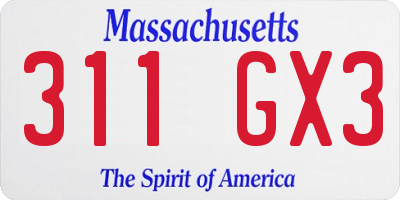 MA license plate 311GX3
