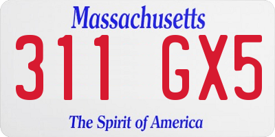 MA license plate 311GX5
