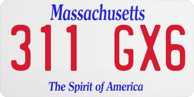 MA license plate 311GX6