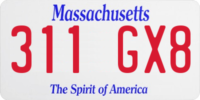 MA license plate 311GX8