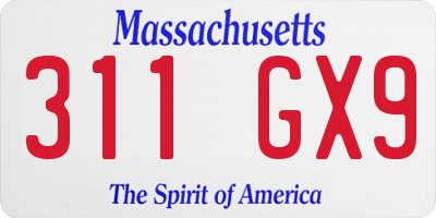 MA license plate 311GX9