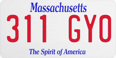 MA license plate 311GY0