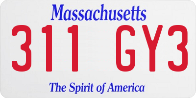 MA license plate 311GY3