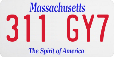 MA license plate 311GY7