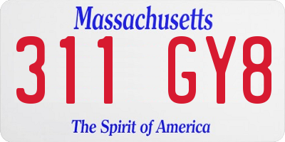 MA license plate 311GY8