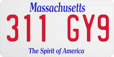 MA license plate 311GY9