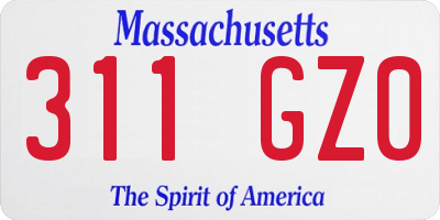 MA license plate 311GZ0