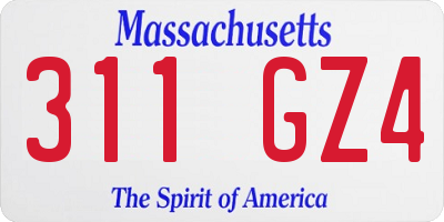 MA license plate 311GZ4