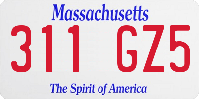 MA license plate 311GZ5