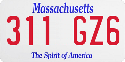 MA license plate 311GZ6