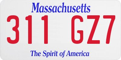 MA license plate 311GZ7