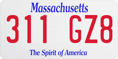 MA license plate 311GZ8