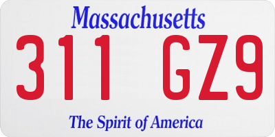 MA license plate 311GZ9