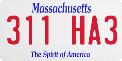 MA license plate 311HA3